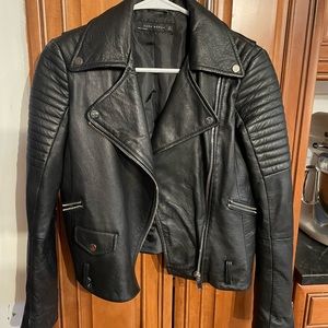 Zara Woman Vegan Leather Motorcycle Jacket
